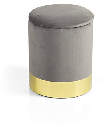 Baroni Home Pouf Conteneur en Velours pour Salon, Repose-Pieds Design Moderne avec Couvercle Ouvrable pour Ranger des Objets, Tabouret Rembourré, Gris, 31x31x39 cm