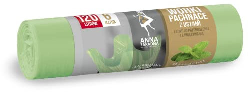 ANNA ZARADNA ST-AZ-038114 Lot de 6 sacs poubelle avec poignées, épaisseur de 120 l, parfum menthe, sacs poubelle, sacs poubelle, sacs poubelle pour la maison, le bureau, en film HDLD, couleur : vert