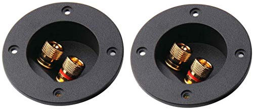 WJMY Altavoz Estéreode 2 Vías Caja de Altavoz Terminal, Itavoces Caja de Terminales de Cubierta Postal Redondos Spring Cup Conectores de Subwoofer (negro), 2 Unidades