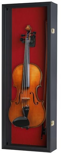 DisplayGifts Vitrine für Ukulele / Geige / Violine mit Aufhänger, 83,8 cm hoch, Schwarz