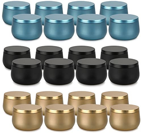 TOFU Pot Bougie Vide 24 Pots pour La Fabrication de Bougies, Mini Pots de 8oz, Kits de Fabrication de Bougies DIY, Pots de Stockage de thé Séché, Bonbons, Épices, Cadeaux (Tricolore)