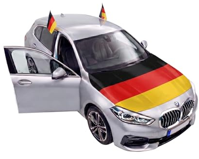 Auto Fahnen Deutschland Set - Motorhauben Fahne & 2 Autofahnen für Fenster, Fußball Fanartikel FZG für EM & WM, Deutsche Flagge Deko Set