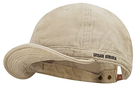CLAPE Unisex Bestickte Basecap Cotton Baseball Cap Kurzer Schirm Schildkappen Herren Kurz Verstellbar Cappy Flache Kappe Trucker Dad Cap Beige DY06