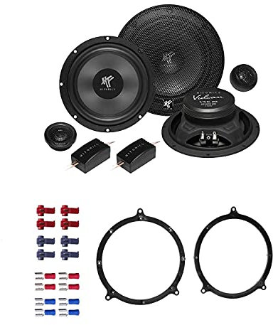 Hifonics VX 6.2E Lautsprecher mit Einbauset kompatibel mit Audi A6 (C5/4B) 1997-2004 Türen vorne/hinten 400 Watt 165mm 2 Wege Kompo