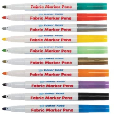 Baker Ross FE831 Christmas Fabric Pens - Pack of 10, Marker Pens for Kids, Ideal for Cloth and Fabric for Kids Arts and Crafts Projects