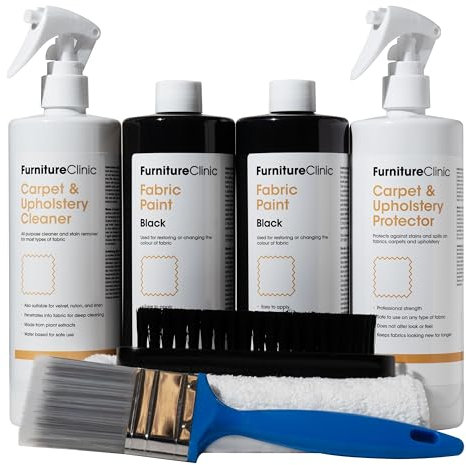 Furniture Clinic Fabric Paint Kit (Large, Black) - Use for Cleaning, Protecting and Restoring or Changing the Colour of Upholstery, Soft Furnishings, Car Interiors, Clothing, & Footwear