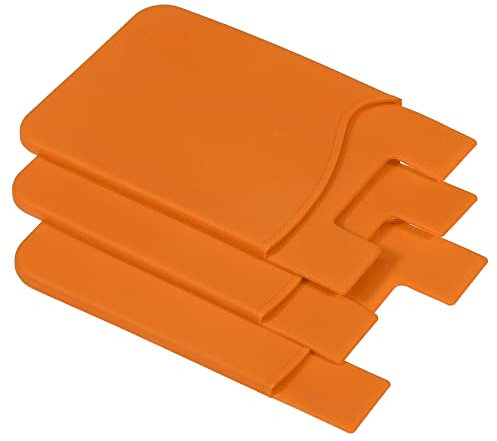 PATIKIL Cellphone Card Holder, 3 Pack Smartphone Back Card Sleeve Silicone Case with Back Adhesive for Credit Card Earphone, Orange