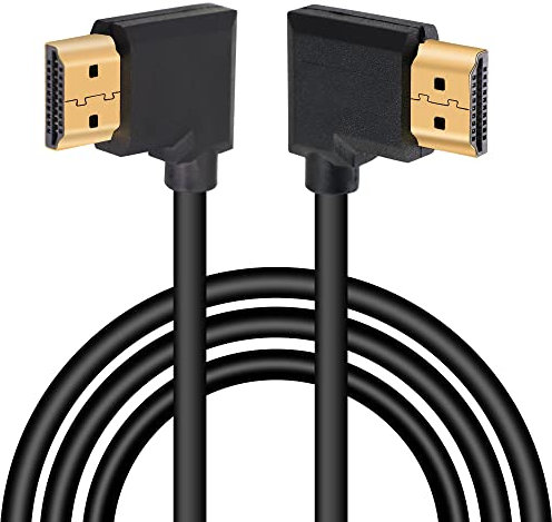 GELRHONR Cavo HDMI 4K 1.4, ad angolo retto HDMI maschio a maschio cavo 4K @30Hz, connettore placcato oro, supporto ARC, 3D, Ethernet, (1 m/3,2 ft) (sinistra/destra)
