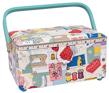 Nähkasten Retro-Design mittlere Größe (16,3 x 24,7 x 14 cm)