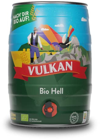 VULKAN Bio Hell 5 Liter Partyfass mit Zapfhahn und Tragegriff (Pfandfrei)