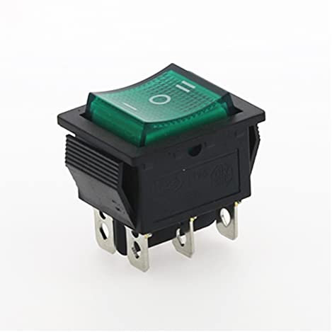 VENSen CASE 100pcs KCD4 Interruptor de balancín Interruptor de alimentación 3 Posición 6 Pins Equipo eléctrico con Interruptor de luz 1 6A 250VAC/ 20A 125VAC (Color : Green)