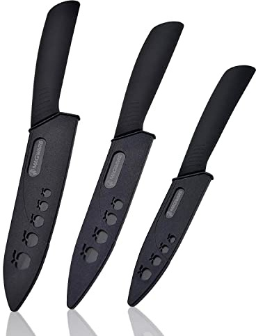 Magiware Ceramic Knives, Ceramic Knife Set with Sheaths Cover -Sharp Longer Never Rust (include 6 Inch Chef Knife, 5inch Utility Knife, and 4 Inch Paring Knife