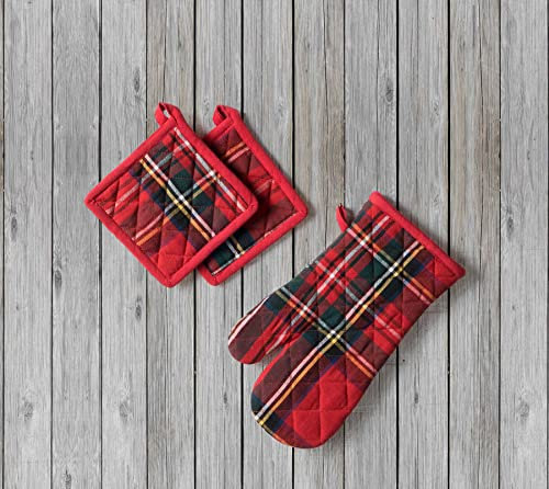 BIBIHOME - Set di 2 presine da forno cucina Clan di Jolie Firenze. Presine in Cotone tinto filo Resistenti al Calore in tartan. Coppia di presine alta qualità scozzesi (15x15 cm)