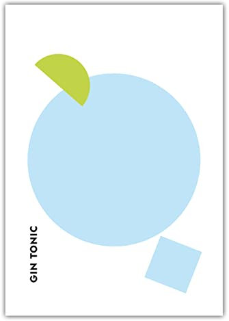 MOTIVISSO Poster Cocktail Gin Tonic Limette - Rund (Standard) 21 cm x 30 cm Wanddekoration Lieblingsdrink Longdrink Qualitätspapier Premiumfarben Druck in vielen Größen erhältlich
