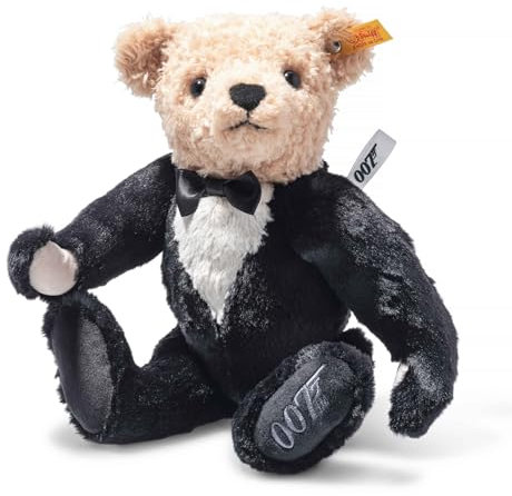 Steiff Kuscheltier James Bond Teddybär, Süßes Stofftier mit Kunststoffaugen, Kinder, Jungen & Mädchen, Plüschtier 30 cm, Mehrfarbig, 355691