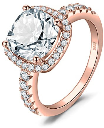JewelryPalace 3ct Zirkonia Verlobungsring Eheringe Promise Verlobung Ring Silber 925 Damen, Silberringe Trauringe Vorsteckring Hochzeitsringe Antragsring Entouragering Ringe, Damen Schmuck Rosegold 49