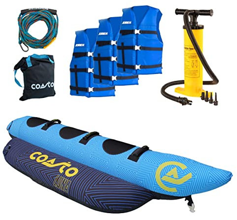 COASTO Luna 3 Personen Funtube Banane Towable Tube inkl. Leine Pumpe & Westen