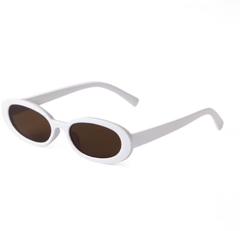 ADEWU Oval Sonnenbrillen Damen Retro Herren 90er Vintage schmale Sonnenbrille für Reise Fahren