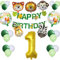 KOBOKO 1 Geburtstag waldtiere geburtstag deko,geburtstagsdeko 1 jahr junge/Mädchen,dschungel geburtstag dekoration,safari geburtstagsdeko,mit Happy Birthday Banner, Folienballon, Luftballon