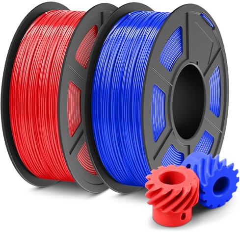 JAYO ABS Filament 1.75mm 2KG, Einfach ABS 3D Drucker Filament mit Niedriger Drucktemperatur, Kein Druckergehäuse Erforderlich, ABS Filament Maßgenauigkeit +/- 0.02mm, 1KG Spule, 2 Pack, Blau+Rot