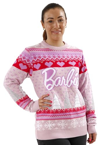 Barbie Weihnachtspullover Für Damen | Weihnachtspulli Damen | Christmas Pullover | Rosa S