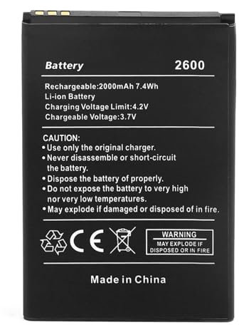 SHAWOROCE 2000mAh 3.7V Li-ion Li-Po Battery Compatible with Wiko Mobile Phone Lenny 2 3 Sunny 2Plus 3 Rainbow Jerry Jimmy Cellphone Smartphone 2600 3702 5030 Rechargeable