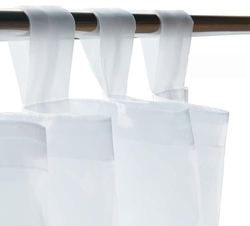 Rideaux D'ExtéRieur 2 pièces Panneaux de Rideaux Transparents for Patio et Jardin Onglet Haut imperméable extérieur intérieur intimité Voile Rideaux avec 2 Cordes Bonus Rideau (Color : White, Size :