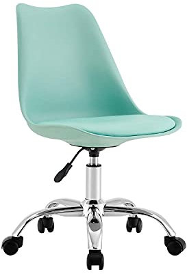 THINIA HOME Silla de Escritorio Ergonómica con Ruedas Eyre Silla Nórdica Acolchada Giratoria Moderna Altura Ajustable | Silla de Escritorio de Oficina Estudio Dormitorio 97x47x58cm