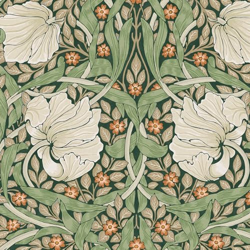 WILLIAM MORRIS AT HOME Pimpernel Green Wallpaper | Paste The Wall | Green Floral | Eco-Friendly