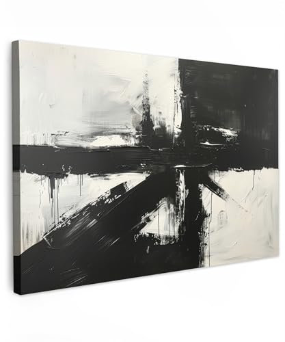 MuchoWow© Bild auf Leinwand Groß 120x80 cm XXL Schlafzimmer Bilder Badezimmer Wand Deko Wohnzimmer Moderne Wanddeko Bilderwand Geschenk Kunst - Schwarz - Modern - Weiß