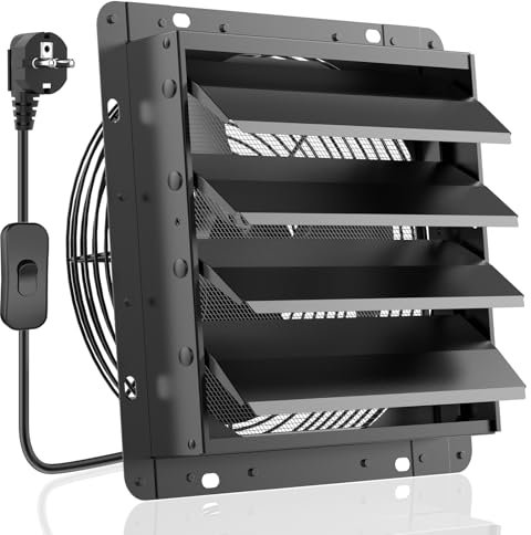 HG Power 350mm Abluftventilator Industrie Wandventilator 1500m³/h Wandlüfter mit Maschensieb Auspuffventilator mit EU-Stecker Aluminium Fensterventilator für Keller Garage Küche