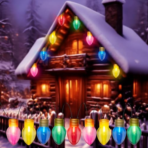 Jumbo Xmas String Lights, 16FT Large Multicolored Bulbs Christmas Hanging Lights with C7 10 LED Giant Multicolor Bulbs, Outdoor Vintage Christmas Decorations for Holiday Home Tree Roof Yard Garden