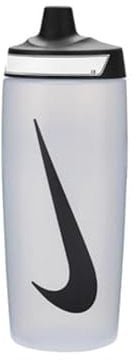 Nike Refuel Grip Water Bottle 18oz, BPA-FREE, Clear/Black/Black
