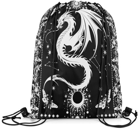Castle Fairy Drachen-Rucksack mit Kordelzug, Rot / Schwarz, Schwarzer Drache, 13X16, Classic