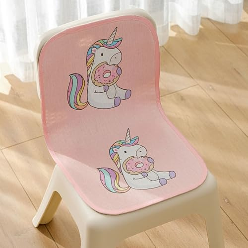 Viusneun Stuhlkissen, 35×65cm Sitzkissen Kinder Sitzpolster Niedlich Stuhlkissen mit Rückenlehne Atmungsaktiv rutschfest Kissen Waschbar Sitzkissen für Kinderzimmer Haus Garten (Donut Einhorn)