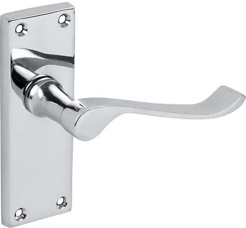 Designer Levers - Victorian Scroll Lever Door Handles - Polished Chrome - 1 Pair - Latch Door Handle - Interior Use - Short Latch