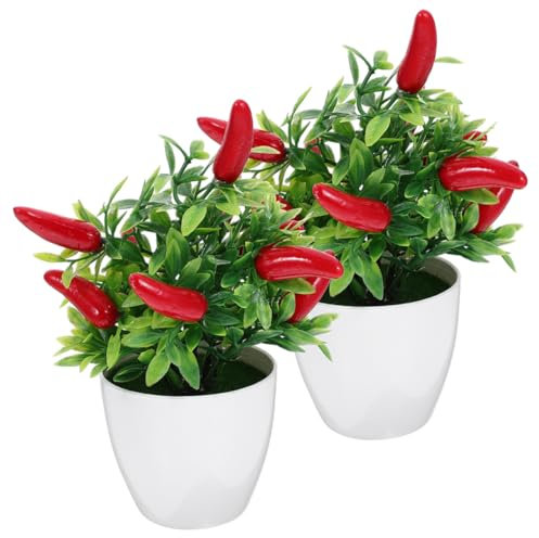 ULDIGI 4er Satz Künstliche Chili-Bonsai-Dekoration Mini-topfpflanze Miniatur-topfpflanze Foto-Requisiten