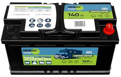 Batería de gel 12 V 140 Ah – Batería para autocaravana y solar – Protección contra descarga profunda – Sin mantenimiento – Resistente a golpes y vibraciones