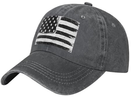 GSGCSBYMLG Black and White American Flag Printed Casquette Washed Cowboy Baseball Cap Adjustable Headwear