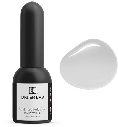 DIDIER LAB Sculpture Polybase LED UV Nail Polish Milky White - 2in1 Base Coat & Self-Leveling Nail Varnish - Strong Adhesion UV Gel Nail Polish - For a Quick and Perfect Manicure - 10ml