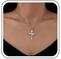 Cybche Vintage Strass Croce Collana Choker Cristallo Ciondolo Collana Argento Cz Croce Catena Collana Boho Religiosa Collana Scintillante Strass Collana Catena Gioielli Per Le Donne