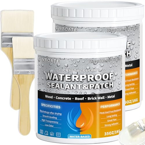 LUVBOATE Transparenter Wasserdichter Beschichtungsmittel, Universalabdichtung, Isolier Dichtstoff Emulsion, Unsichtbares wasserdichtes Mittel für Innen Außen 2KG