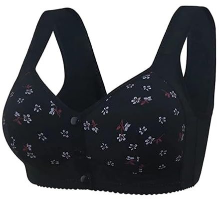 PrinStory Bras for Women Front Fastening Bras for Women Wireless Snap Closing Ladies Bras Comfort Womens Bras
