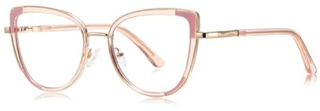 WNCKSQ metal blocking glasses female clear lens cat eye glasses frame women black transparent accessories,Pink gold frame,1
