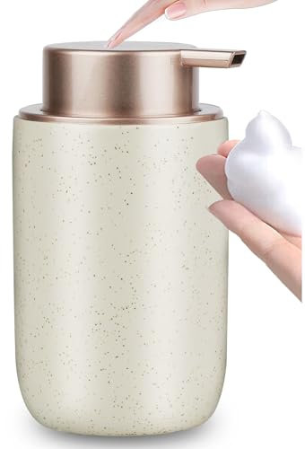 GIRLUFO Schaumseifenspender, Spülmittelspender 350ml Beige mit Groß Pumpenkopf – Nachfüllbarer Schaum Seifenspender Für das Badezimmer und die Küchenarbeitspl (Leicht zu Drücken)