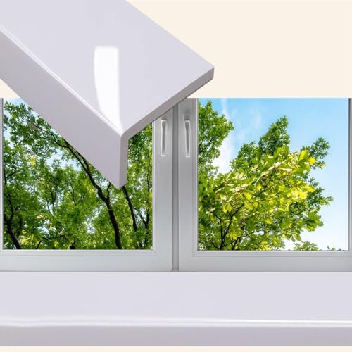 Window Sill Cover Wood Window Sill Extender for Interior Balcony, Composite Panel Windowsill Guard with White Tile Finish, Pvc Window Cover Trim for Home Decor(200x25cm (78 3/4X9 7/8))