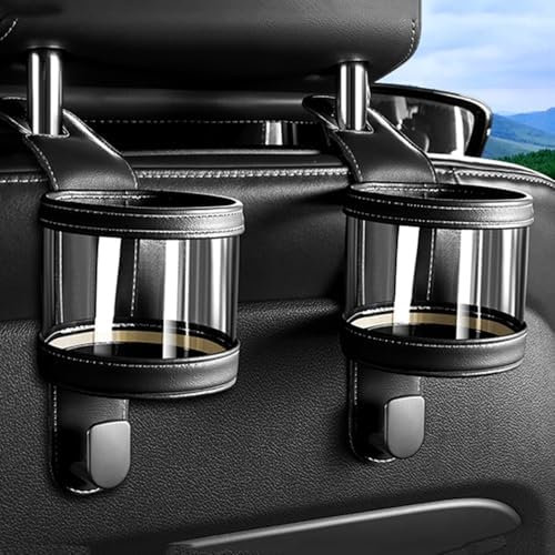 2 Pièces Porte Gobelet Voiture pour Audi Q2 Q3 Q4 Q7 TT TTS TT-RS, Porte-Gobelet sur l'appui-tête Crochet Multifonctionnel pour Dossier de Siège de Voiture,A Black