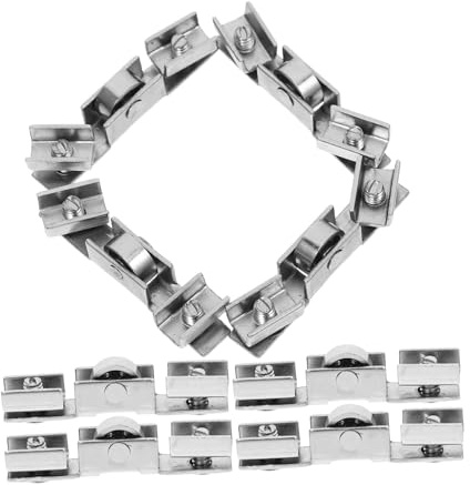 LIFKOME 8 Pezzi Scorrevole in Metallo Puleggia Per Portafinestra Ruote Guida Ricambio Accessori Per Porte Finestre Mobili