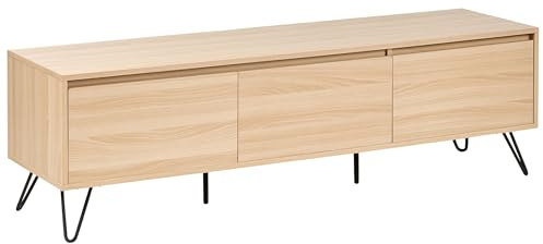 Meuble TV Minimaliste avec 3 Étagères 150 cm Panneau de Particules Marron Clair Cardigan