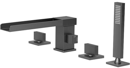 Agteruo Mitigeur Bain-Douche 4 Trous Rey Cascade avec kit de Douche